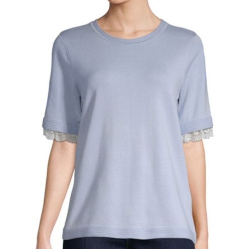 Karl Lagerfeld Paris Lace-Trimmed Sweater